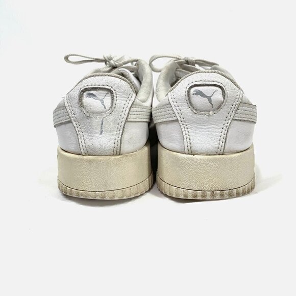 Puma Carina Platform Lace Up Low Top Sneakers White Leather Women's Size 8.5 - Picture 4 of 9